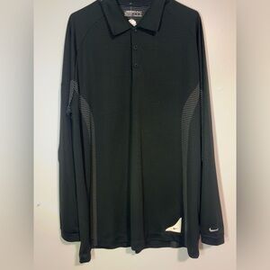 Nike Golf Tour performance Men’s Size XL dri-fit Polo Longsleeve Black VINTAGE